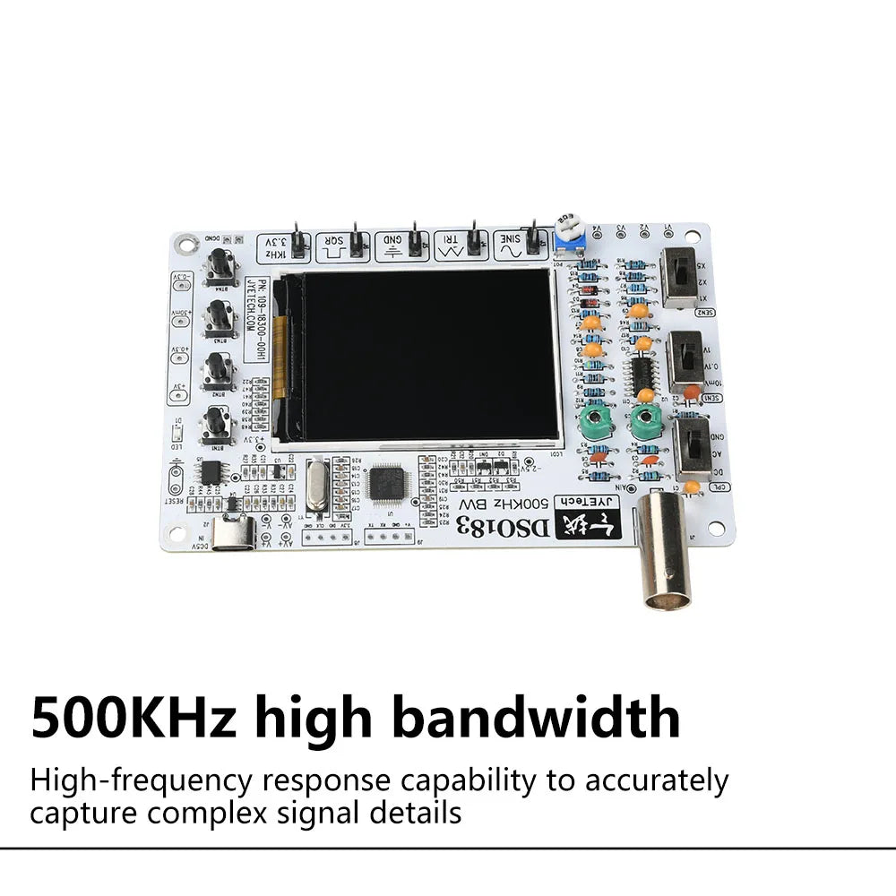 DSO183 DIY Digital Oscilloscope Kit – 500kHz, Type-C Powered