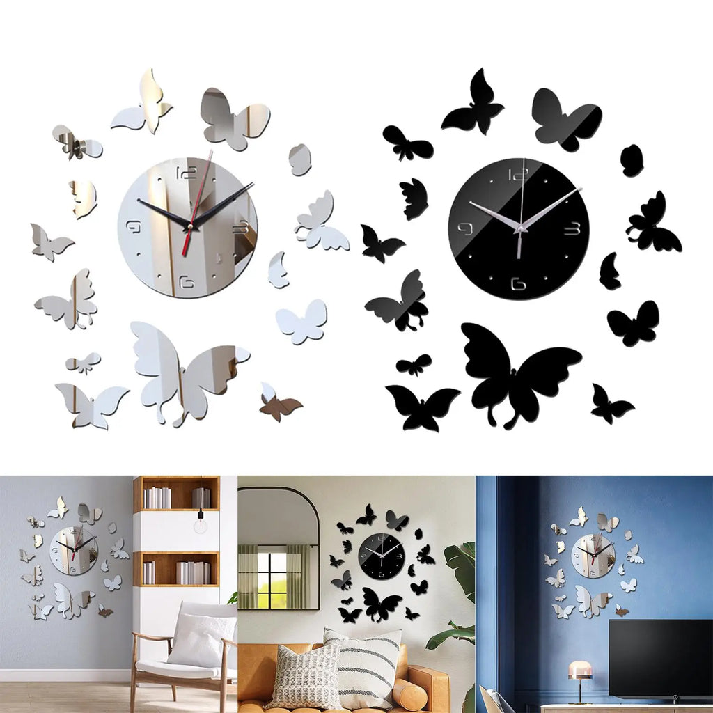 Geometric DIY Mirror Wall Clock – Silent Acrylic Home Décor