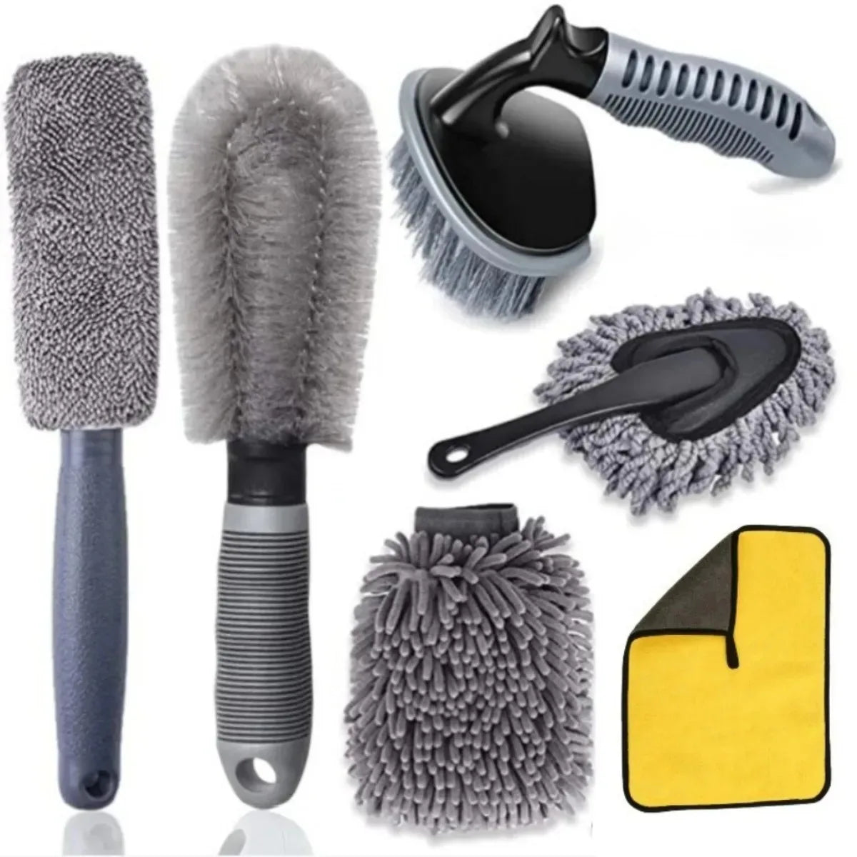 Auto Detailing Kit – Wax Applicator, Microfiber Towels & Tire Brush