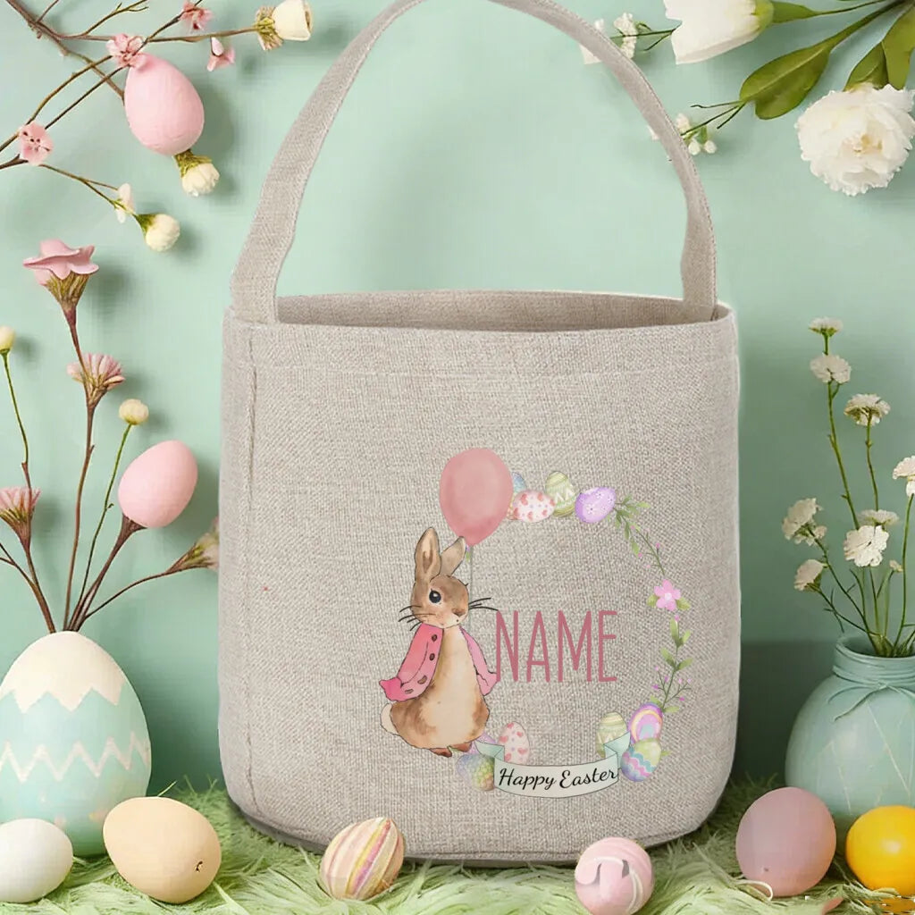 Personalized Easter Basket – Custom Name Foldable Bunny Bag