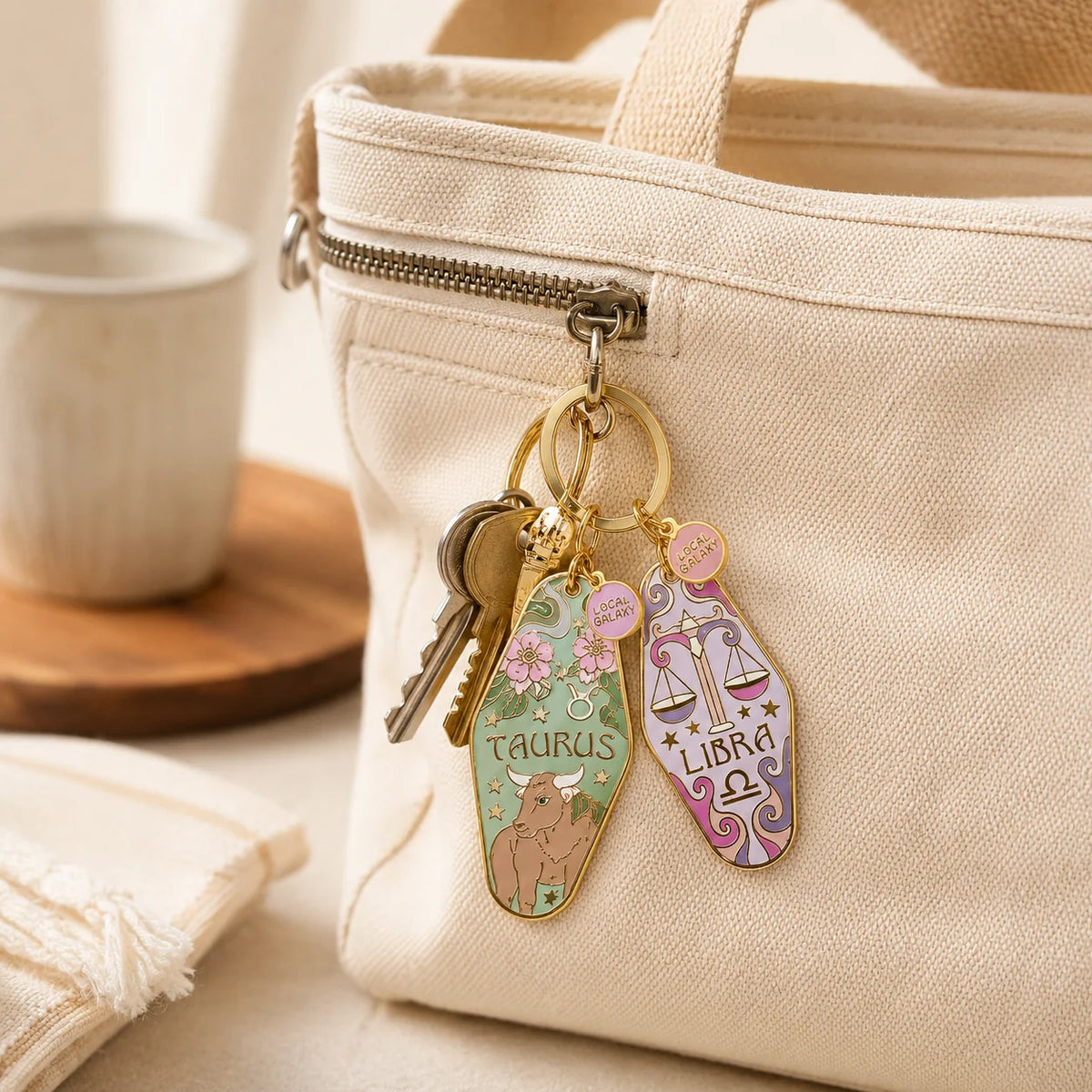 Zodiac Constellation Enamel Metal Keychain | Horoscope Gift
