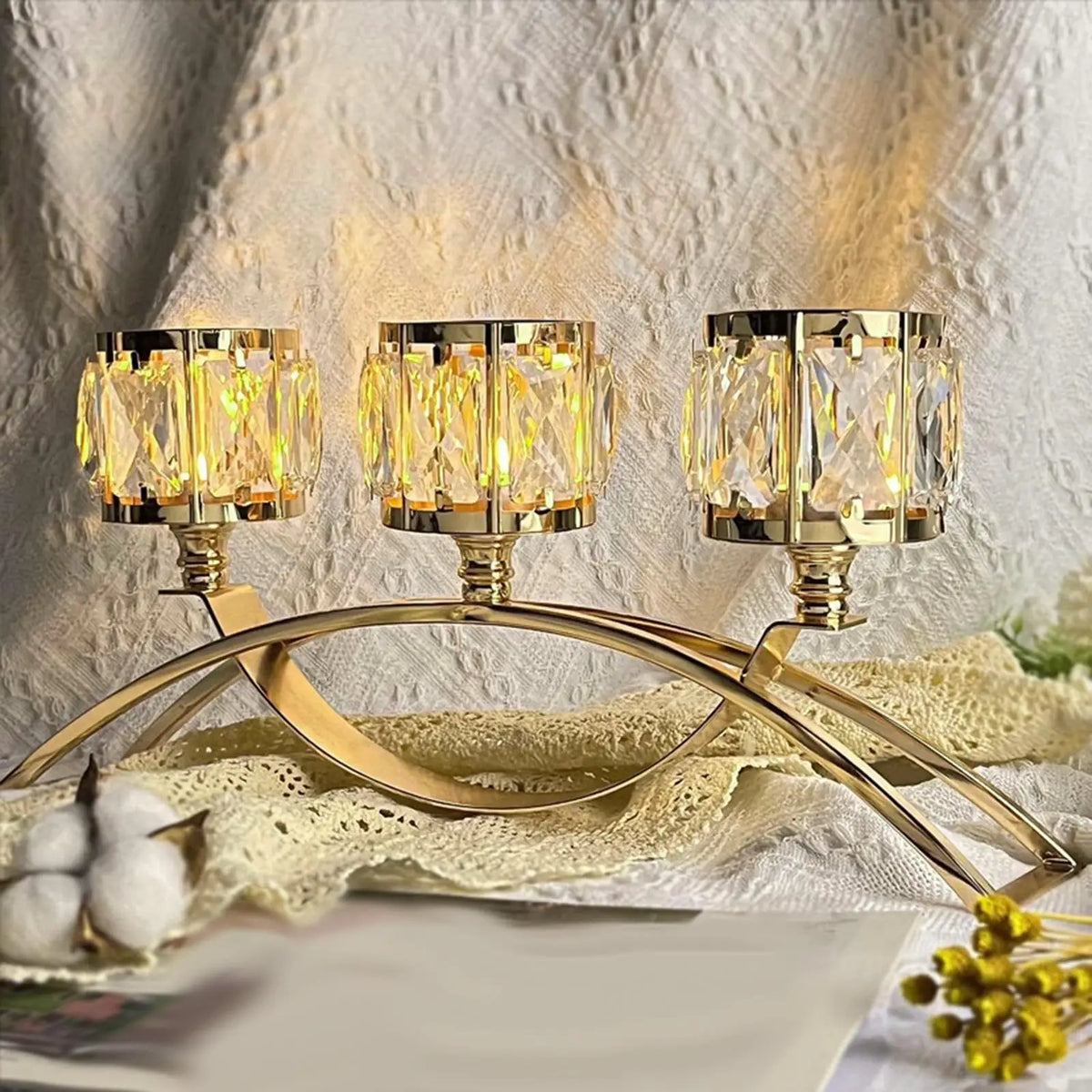 3-Arm Iron Tealight Candelabra | Votive Candlestick Stand