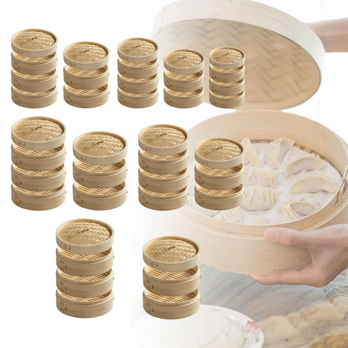 3-Tier Bamboo Steamer Basket – Dumplings, Dim Sum & Veggies
