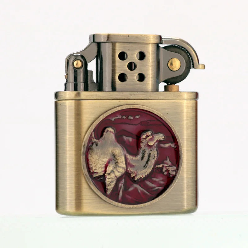 ZORRO Brass Windproof Fuel Lighter – Tiger & Camel Design