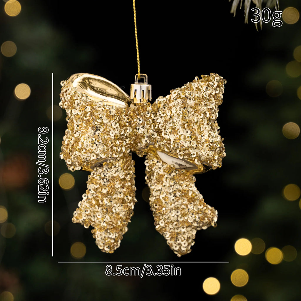 Christmas Bow Hanging Ornament – Classic Plastic Holiday Decor