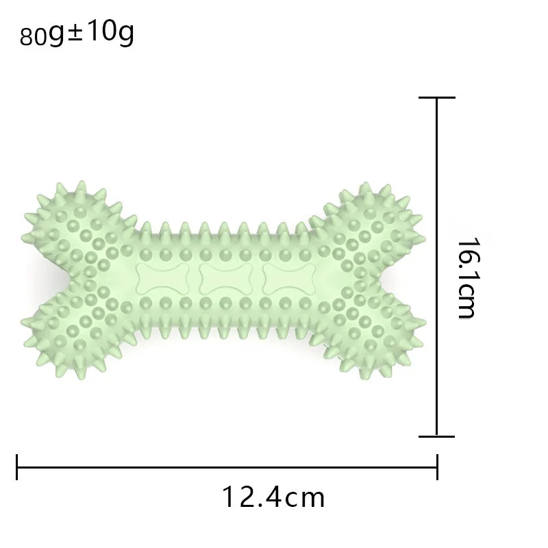Spiky Rubber Dog Chew Toys – Bone & Ball Teething Set