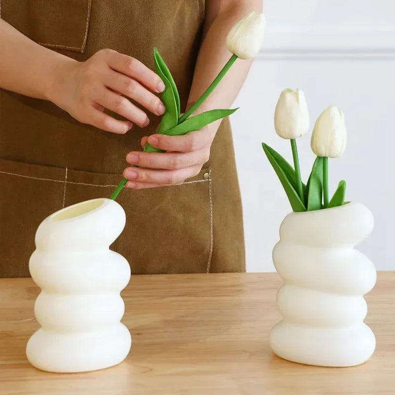 Nordic Spiral Vase – Modern PP Flower & Plant Container