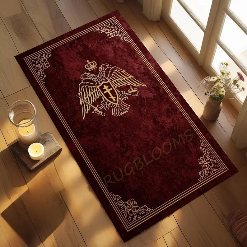 Byzantine Double-Headed Eagle Orthodox Prayer Rug | Non-Slip