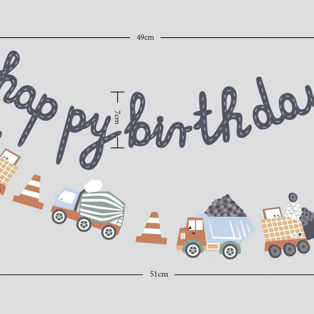 Construction Vehicle Birthday Banner – Baby 100 Days & 1st Party