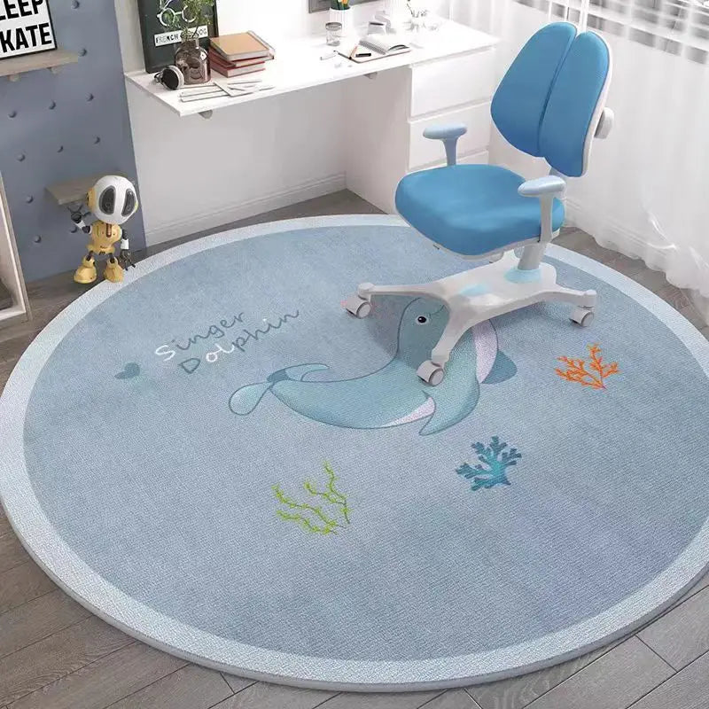 Space Round Rug – Rocket Astronaut Planets Stars Floor Mat