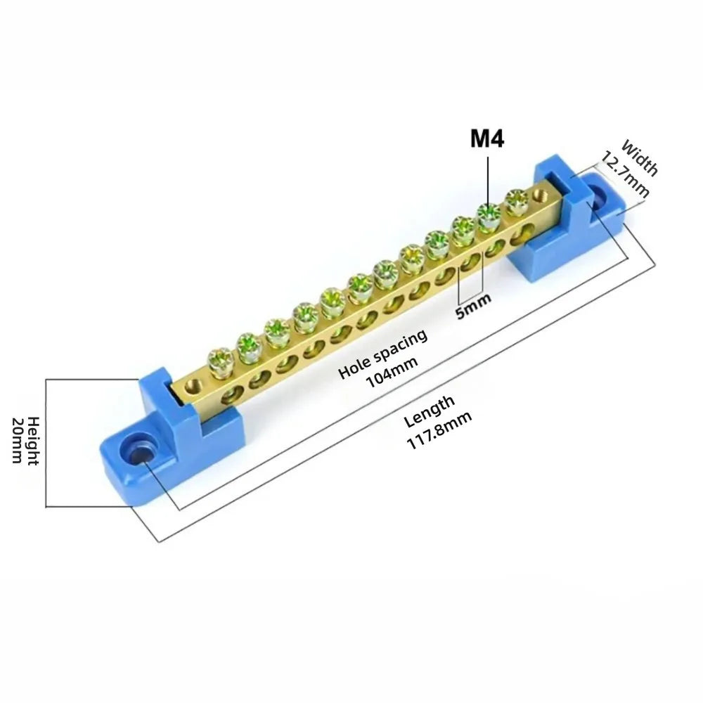 6×9mm Copper Ground Bus Bar | 4–12 Hole Terminal Block