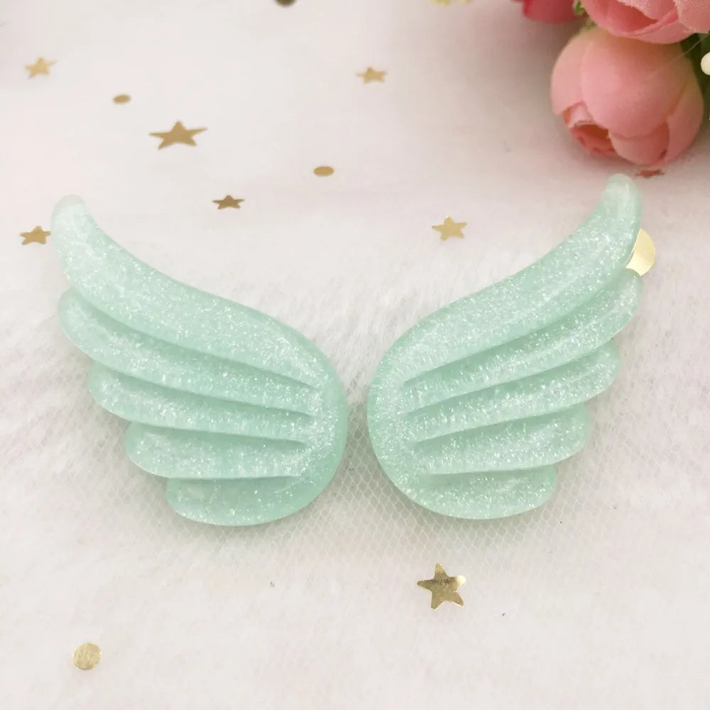 Glitter Wings Flat Back Resin Cabochons | DIY Craft Embellishments