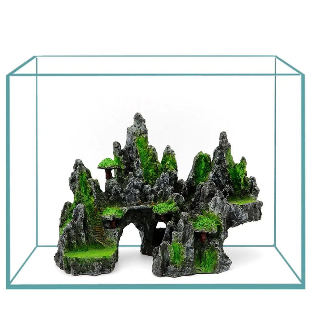 Resin Aquarium Rockery Cave Hideaway Stone Fish Tank Ornament