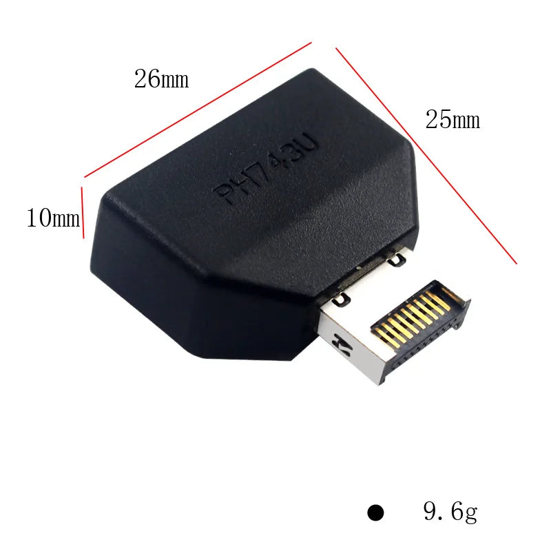 Type E to USB 19/20 Pin Adapter – Motherboard Front Panel