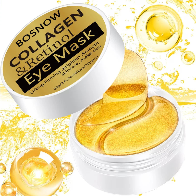 Bosnow 60pc Collagen & Retinol Gold Eye Masks | Firm & Hydrate