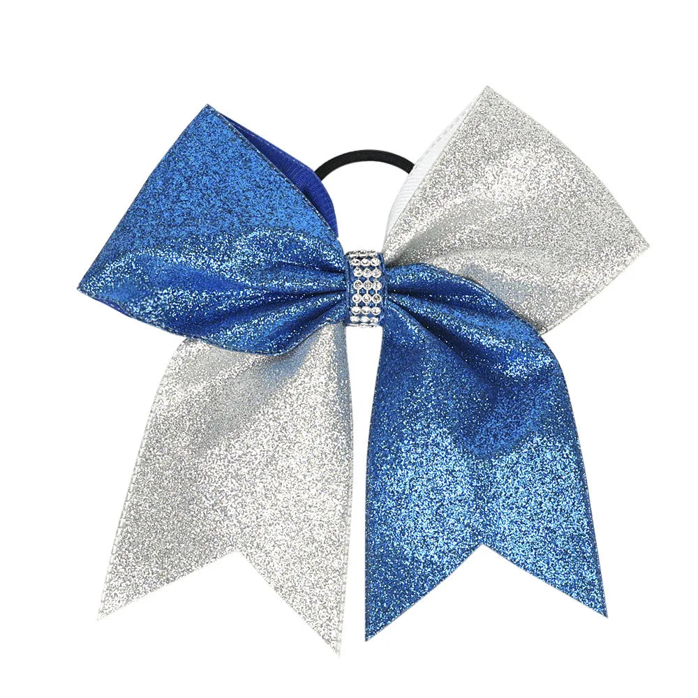 12-Pack Glitter Grosgrain Cheerleading Hair Bows for Girls