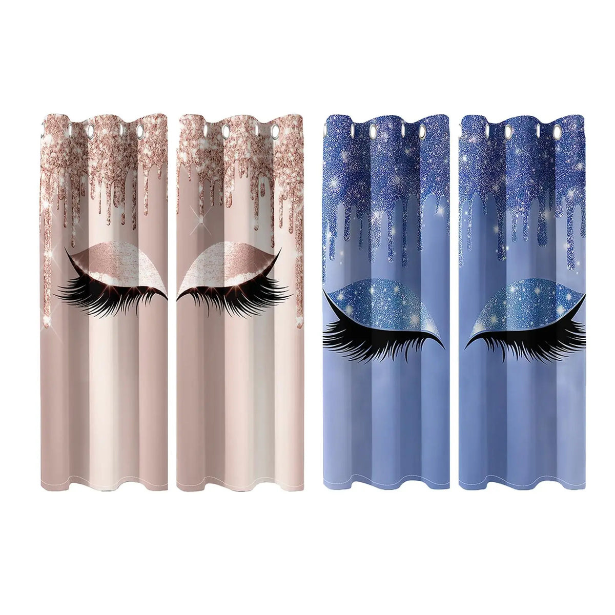 Unicorn Eyelash Blackout Curtains – 2 Panel Room Darkening Set