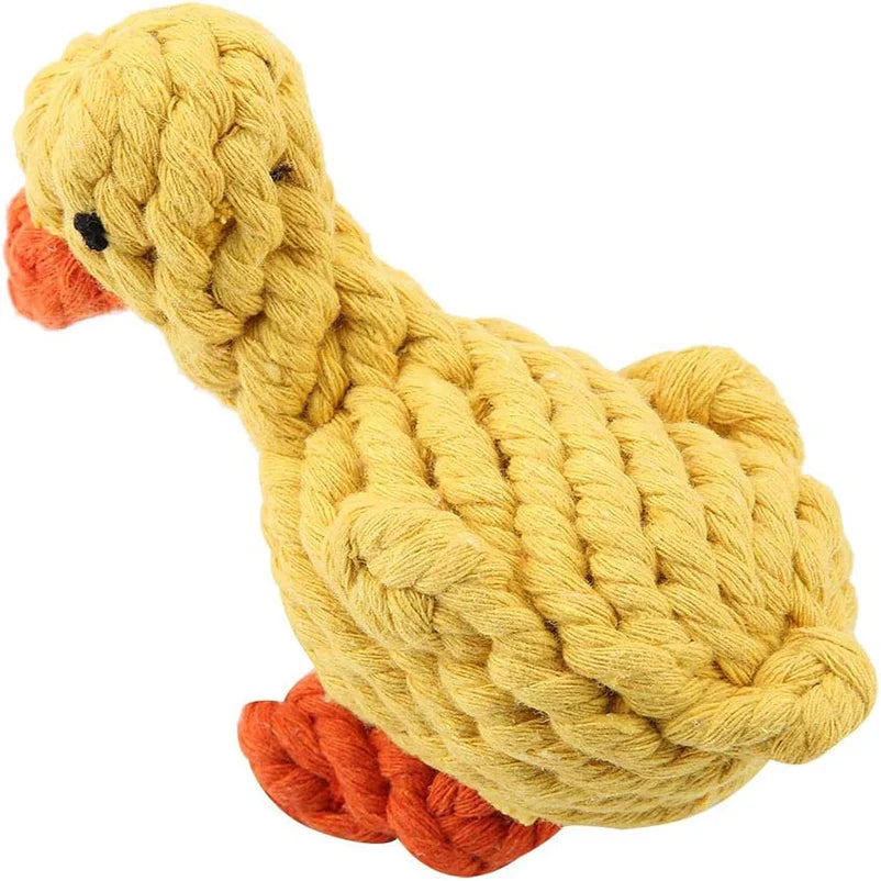 Braided Yellow Duck Squeaky Plush Dog Toy – Bite Resistant
