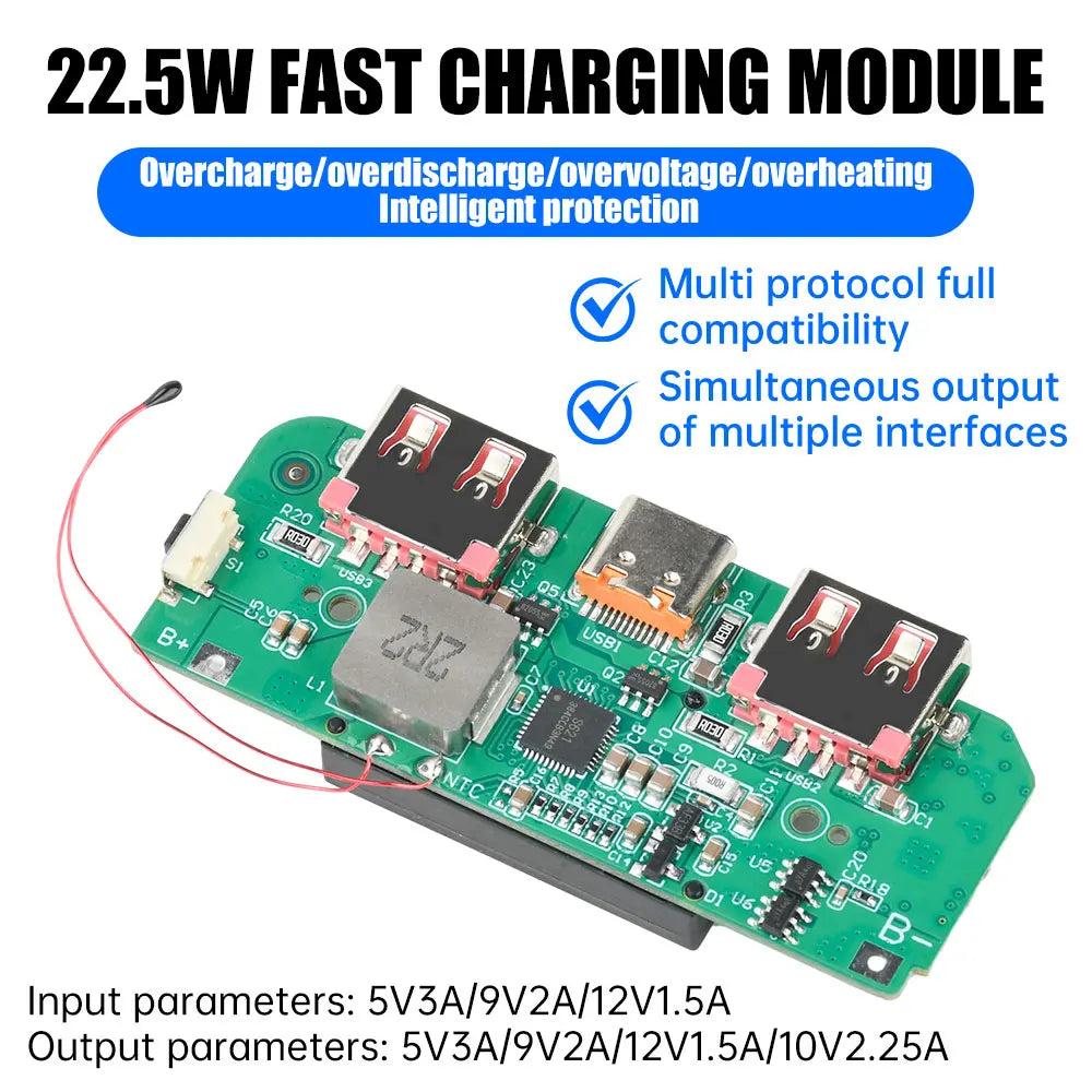22.5W Fast Charging Power Bank DIY Kit – TFT Display PD/QC