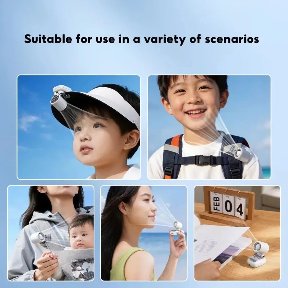 3-Speed Rechargeable Hat Clip Fan – Type-C Portable Mini Fan