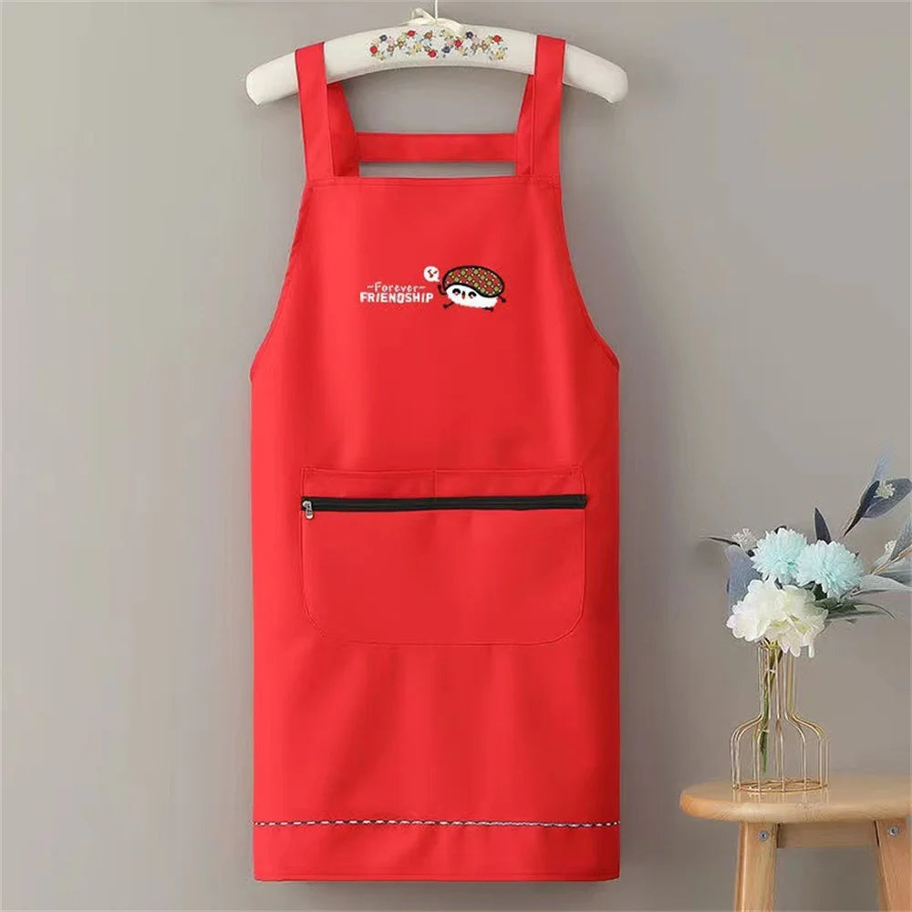 Waterproof Anti-Oil PVC Kitchen Apron with Zipper Pocket
