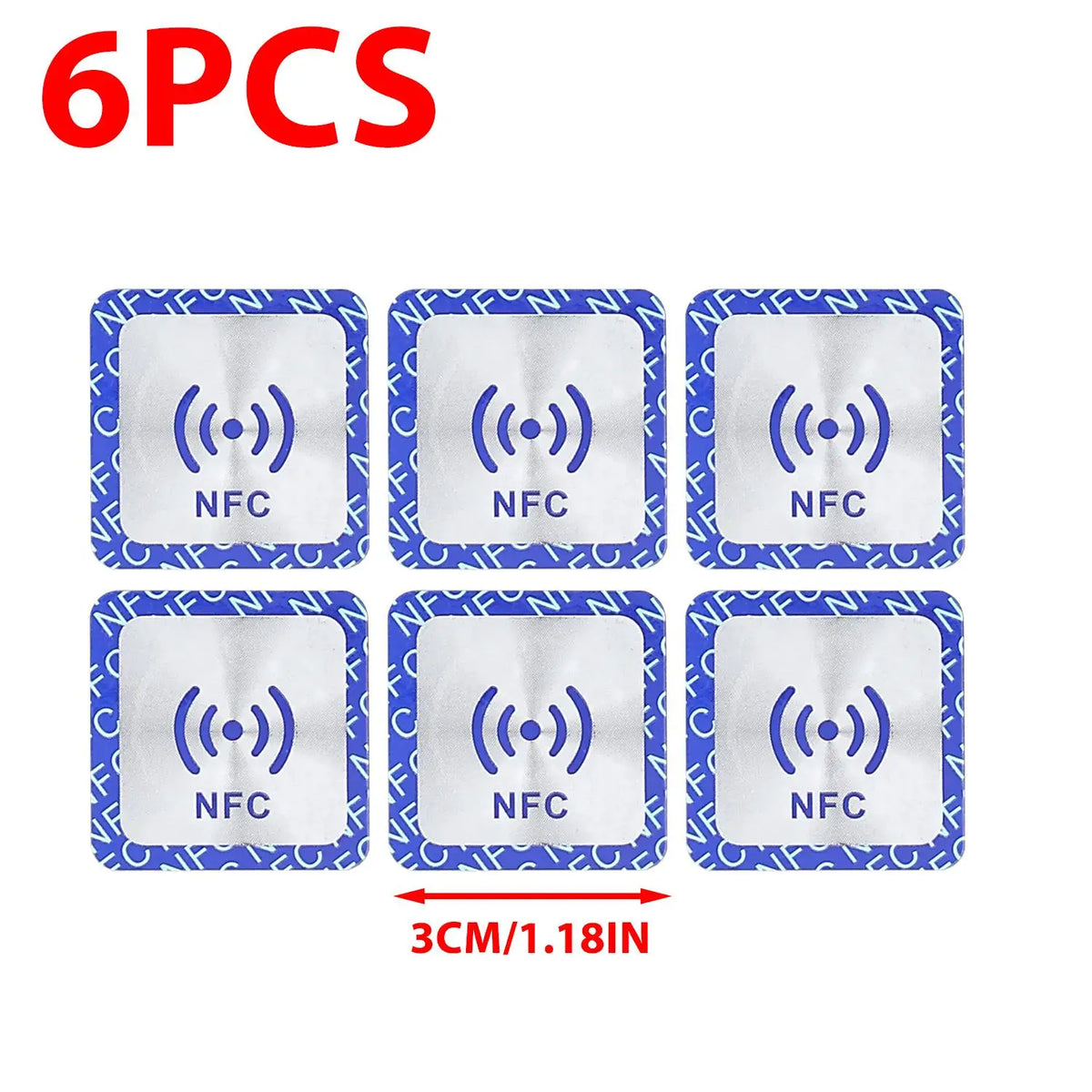 6-Pack Rewritable NFC Tags Stickers – Anti-Metal NTAG213