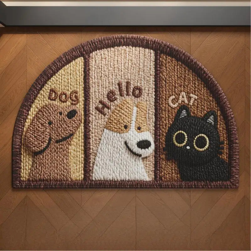 Semi-Circular Anti-Slip Bathroom Floor Mat | Knit Animal Style