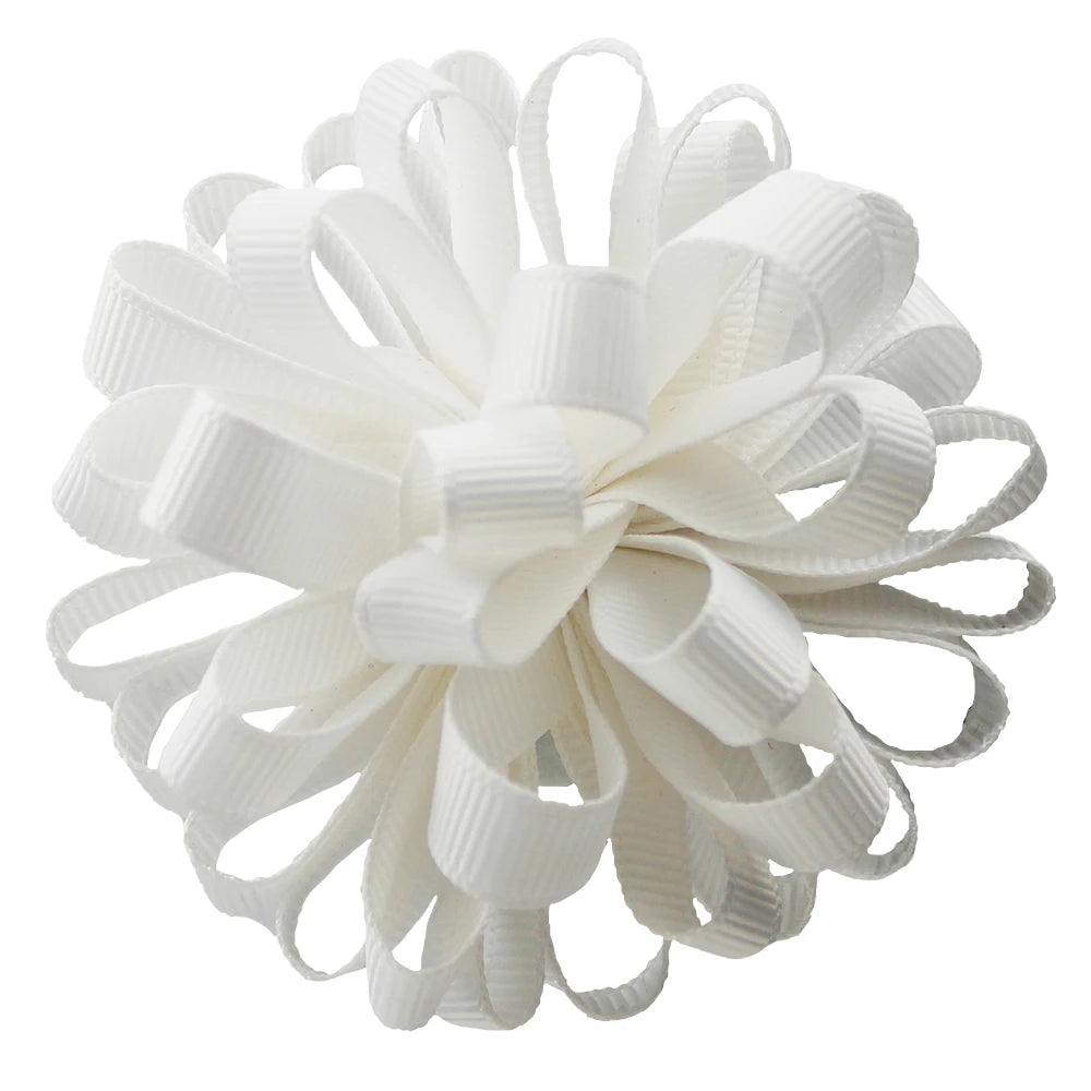 2-Pack Girls Grosgrain Ribbon Loopy Puff Hair Bow Clips