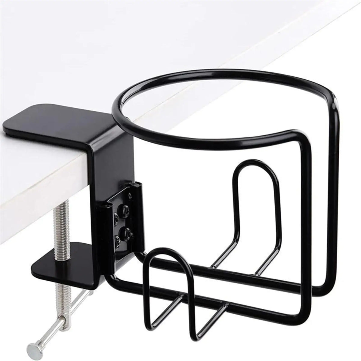 Clip-On Desk Cup Holder & Headphone Hanger | Metal