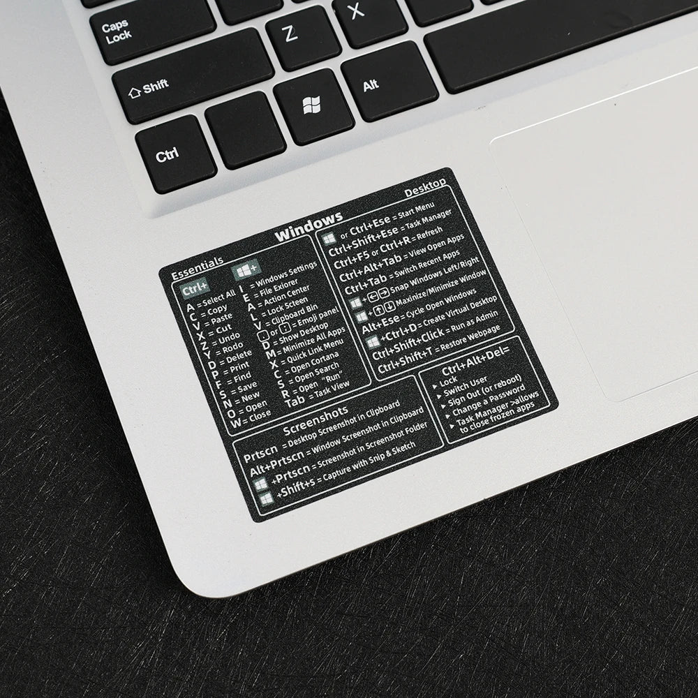 16-Style Keyboard Shortcut Stickers – Waterproof, Universal