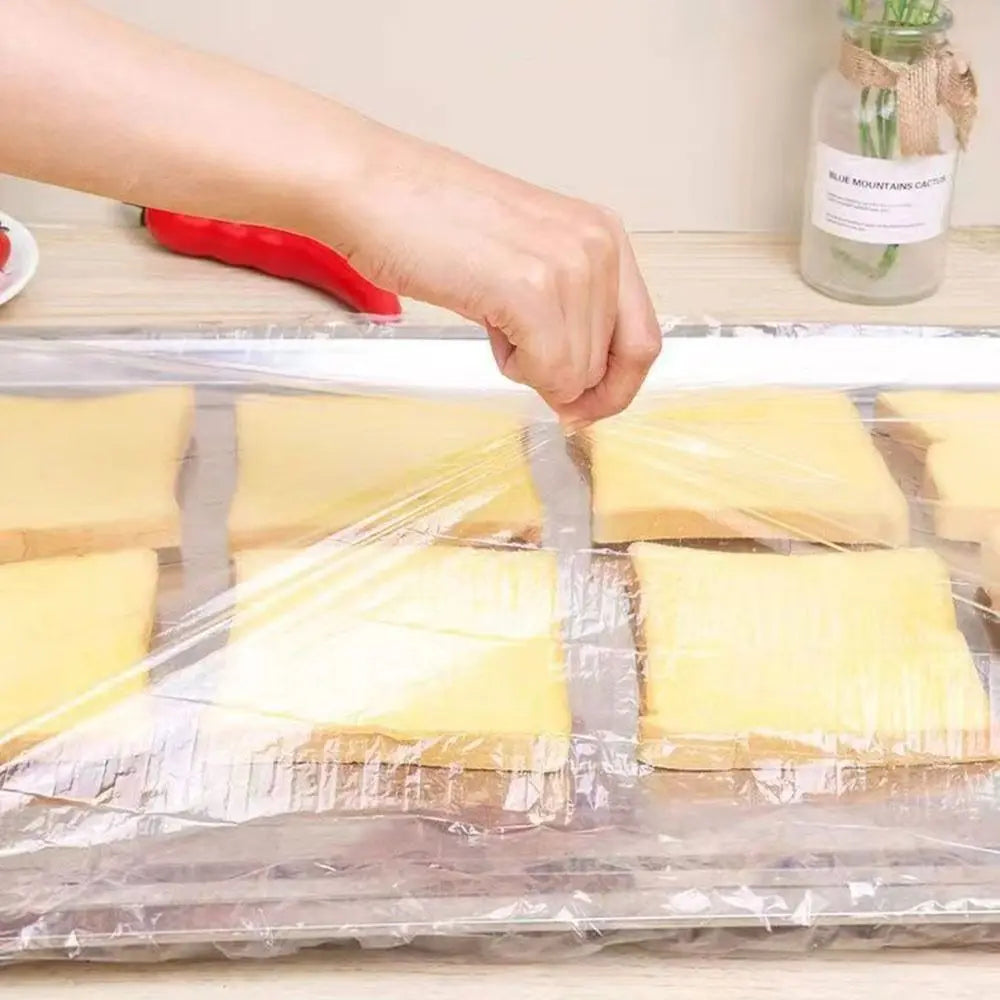50-Pack Elastic Transparent Food Covers – Stretch Wrap Bags