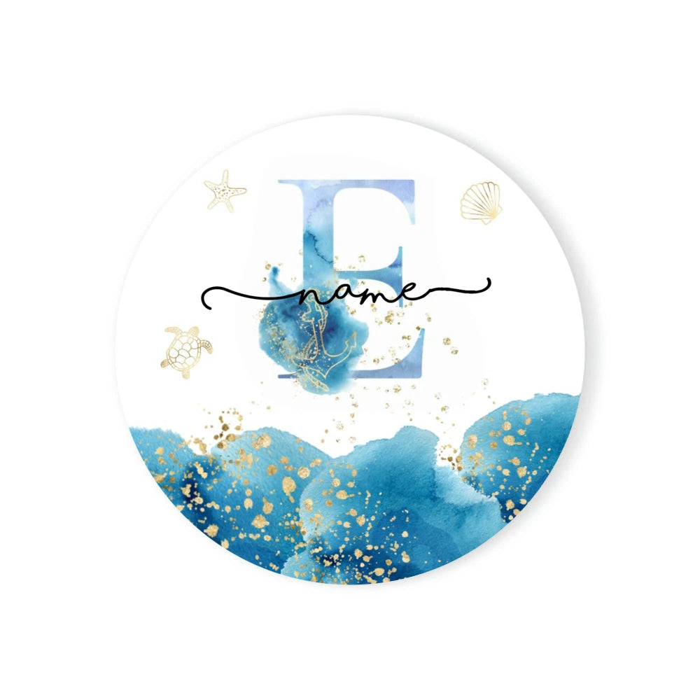 Personalized Ceramic Coaster – Custom Name & Ocean Design Gift