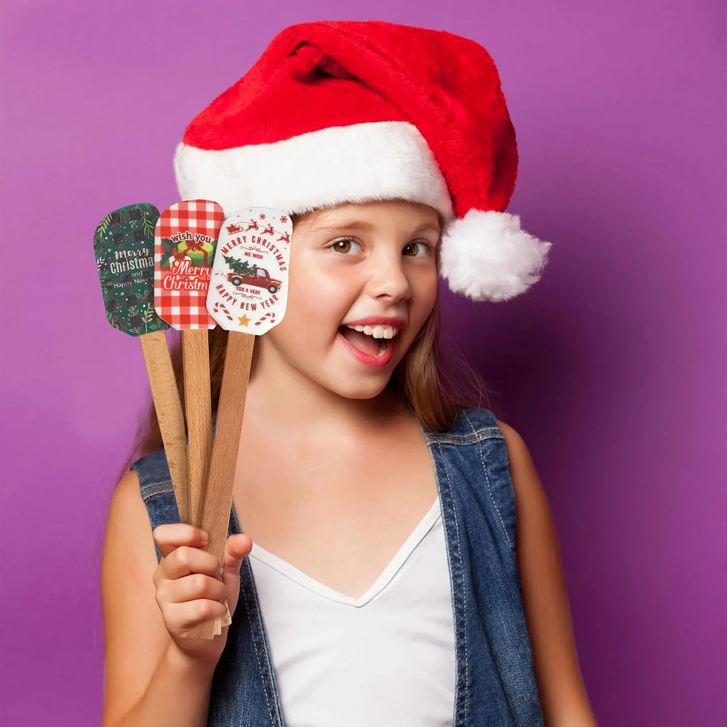 Christmas Silicone Spatula Wooden Handle – Festive Holiday Baking