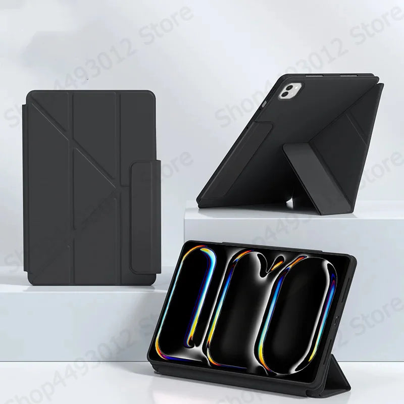 iPad Pro 11 M4 M5 Case – PU Leather Tri-Fold Magnetic Stand