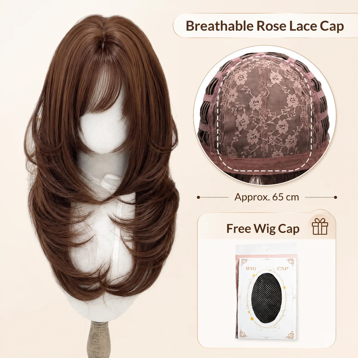 Lolita Curly Wig – Chocolate Brown Long Wavy Full Cap