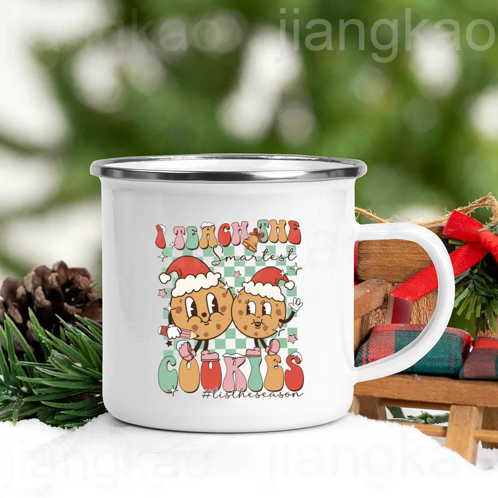 Teacher Christmas Enamel Mug – Smartest Cookies Holiday Gift
