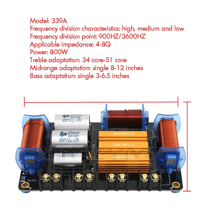 3-Way Speaker Crossover Network | 10–12 Inch, 200W+
