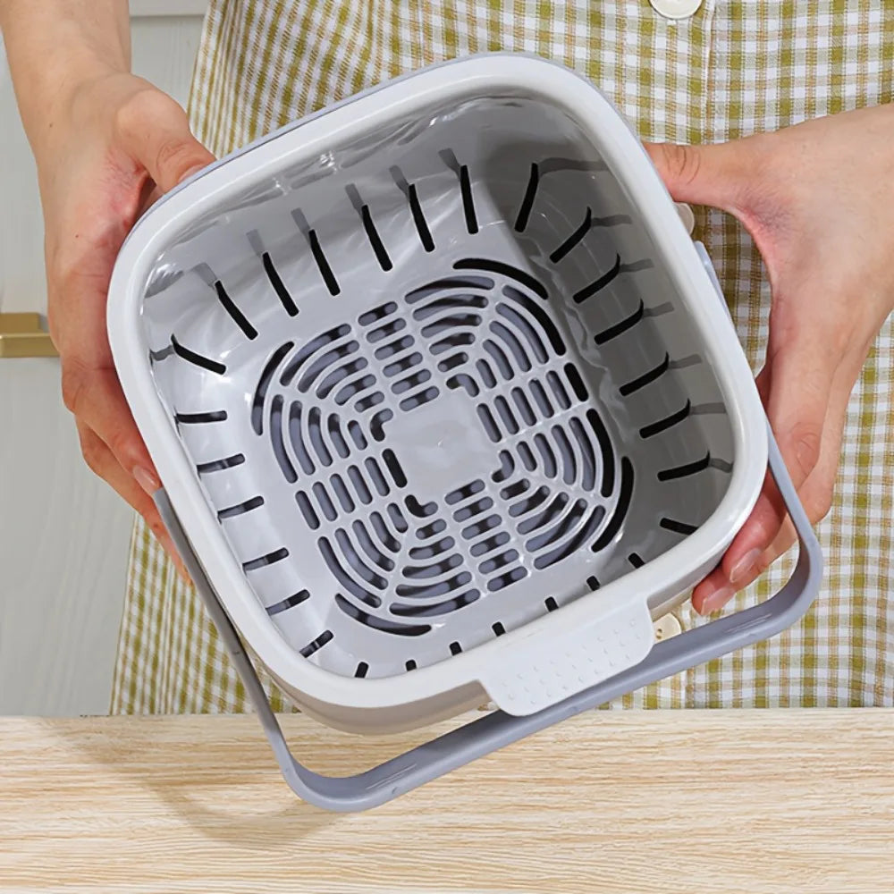 Portable Trash Can with Lid & Drain Basket | Dry Wet Waste