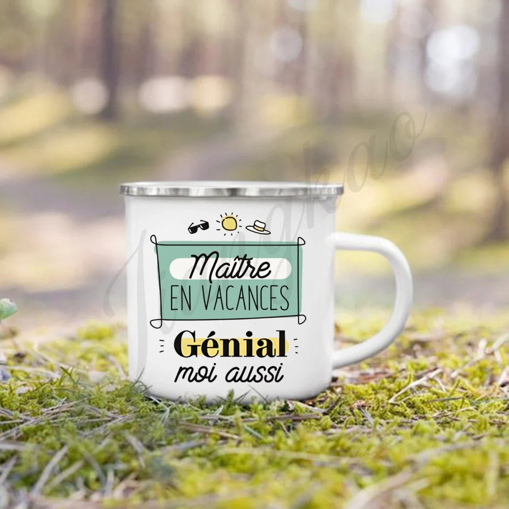 Vacation Print Enamel Coffee Mug | Teacher's Day Gift