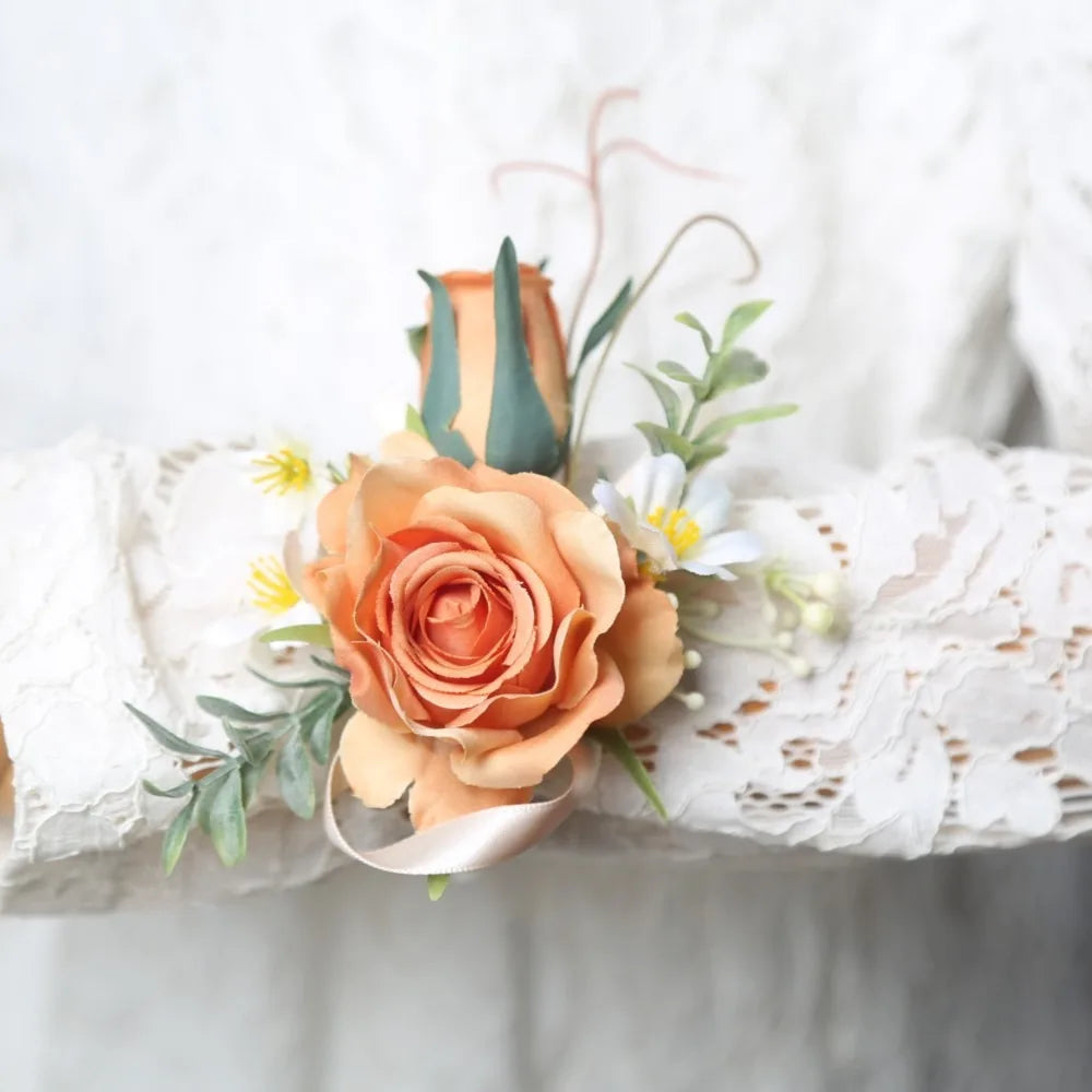 Silk Rose Boutonniere & Wrist Corsage – Wedding Accessories