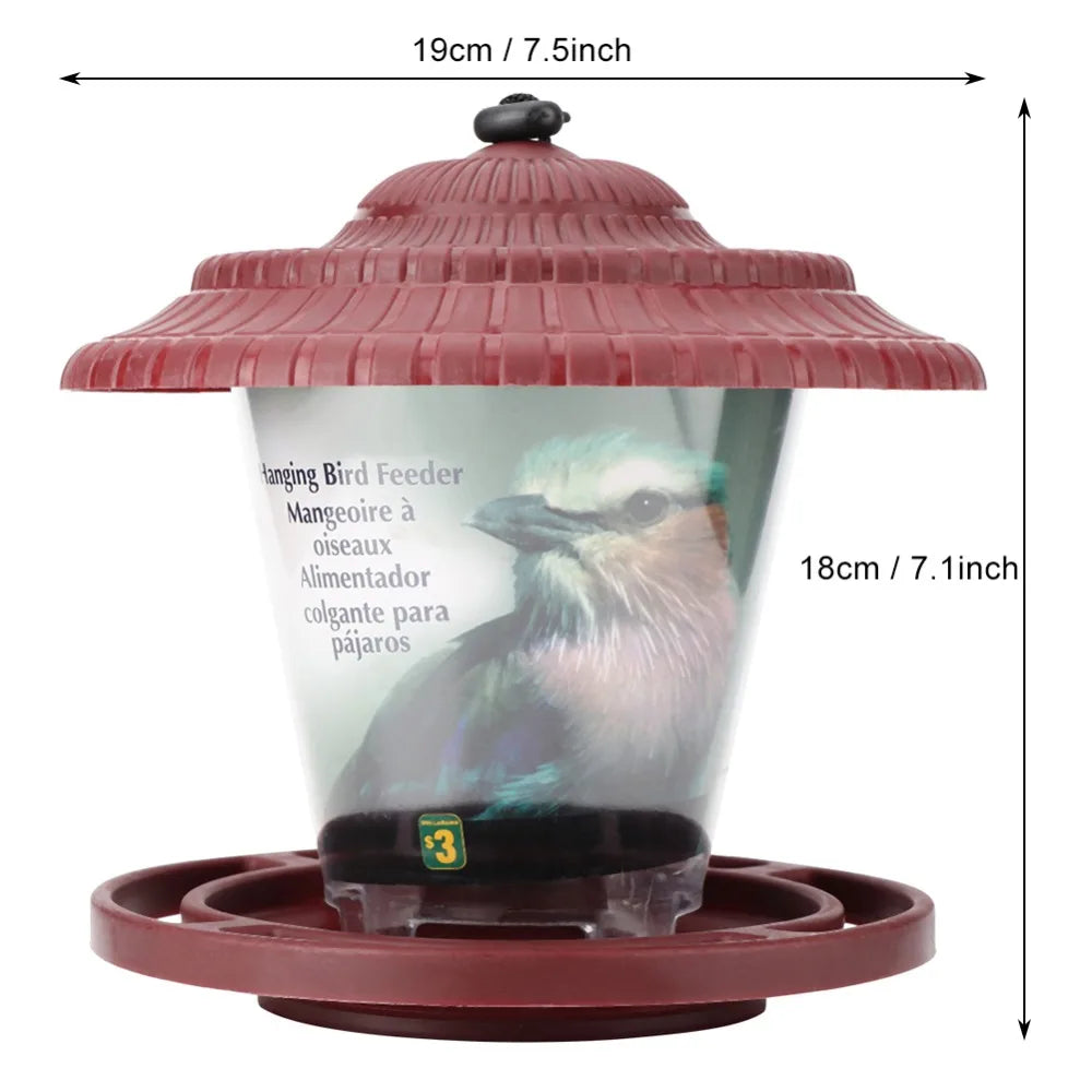 Hanging Bird Feeder – Transparent PP 600ml Seed Container