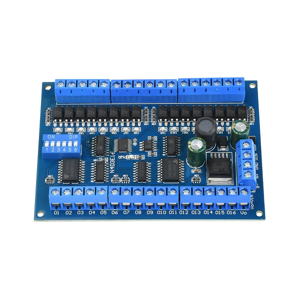 16-CH RS485 Modbus RTU PLC IO Expansion Board DC 12V/24V