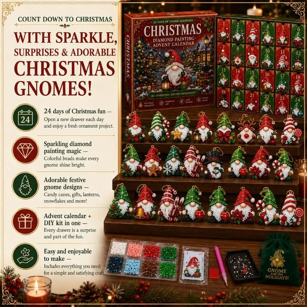 24-Day Christmas Gnome Advent Calendar – Diamond Art Craft