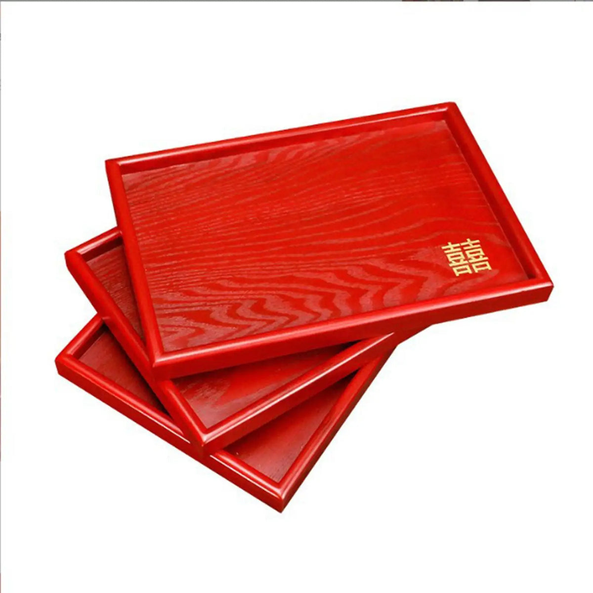 Xi Character Wooden Wedding Serving Tray | Happiness Decor