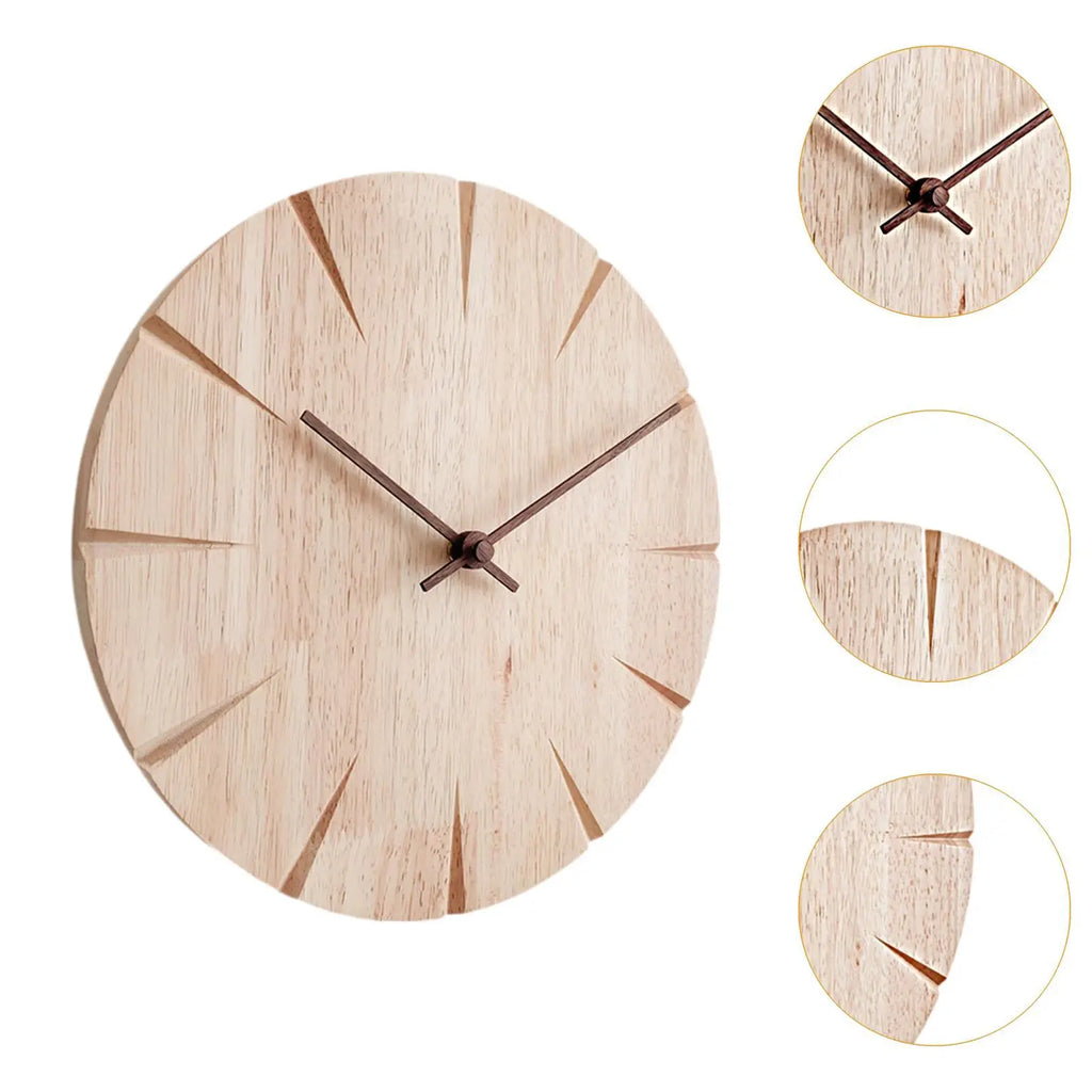 MagiDeal Natural Wood Wall Clock | Silent 30cm Analog Decor