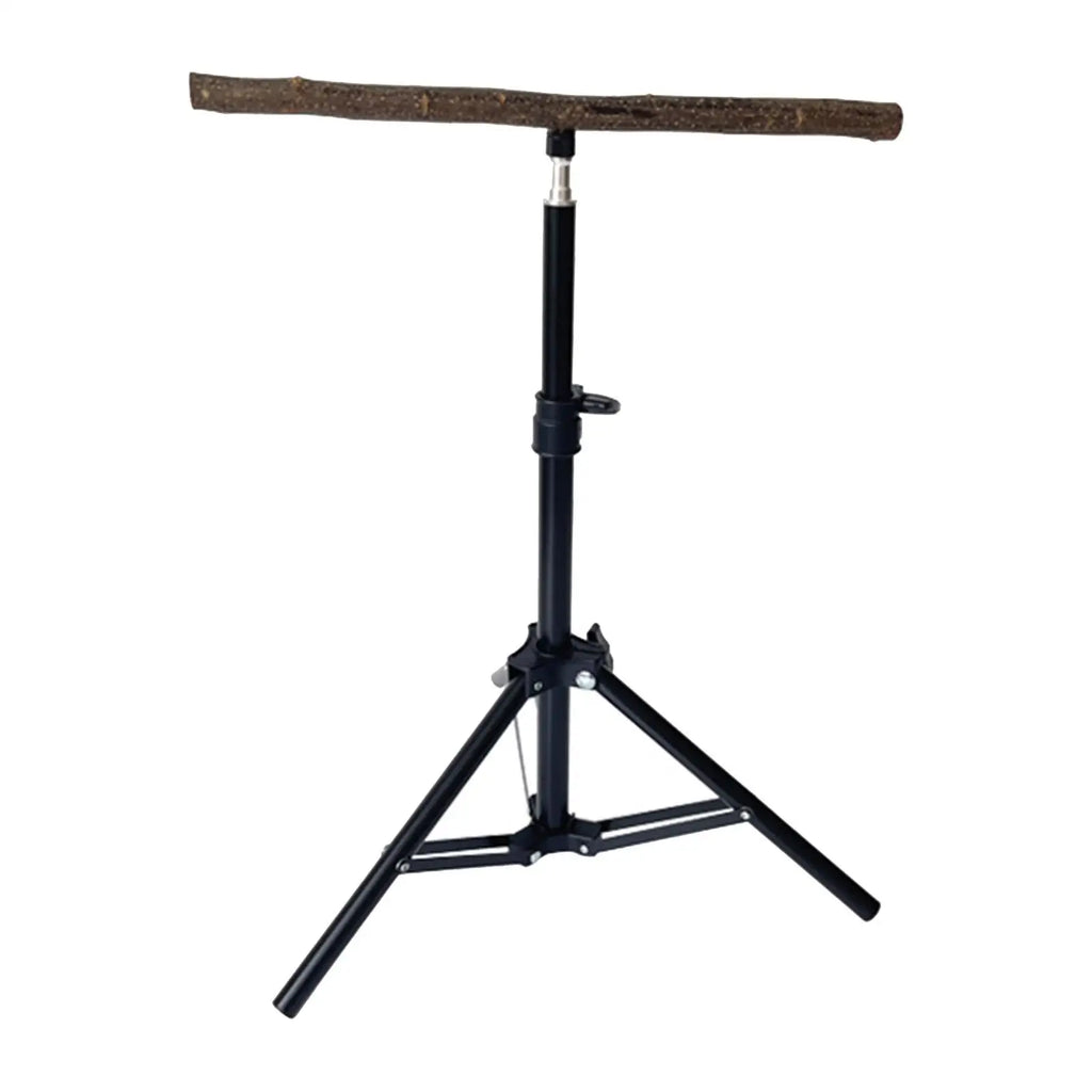 Wood Parrot Perch Stand | Height-Adjustable Tripod Bird Perch