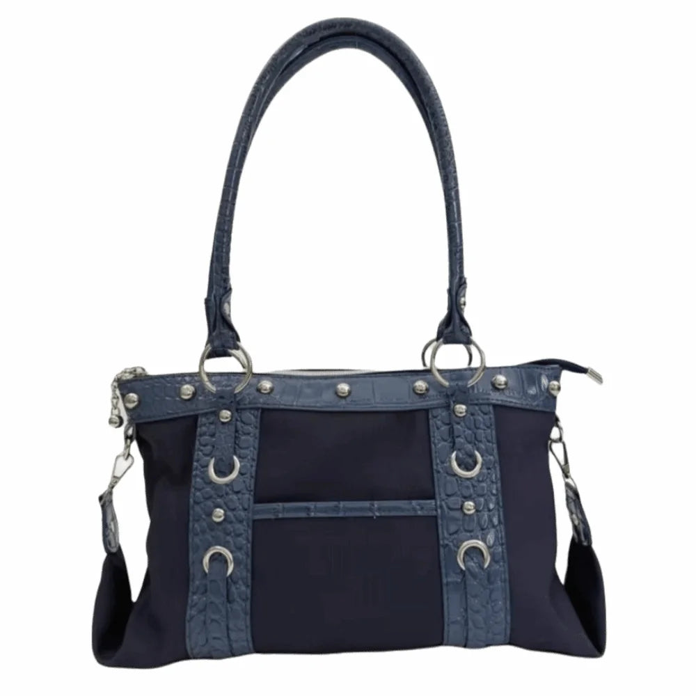 Y2K Patchwork Shoulder Bag | Riveted Large Capacity Tote