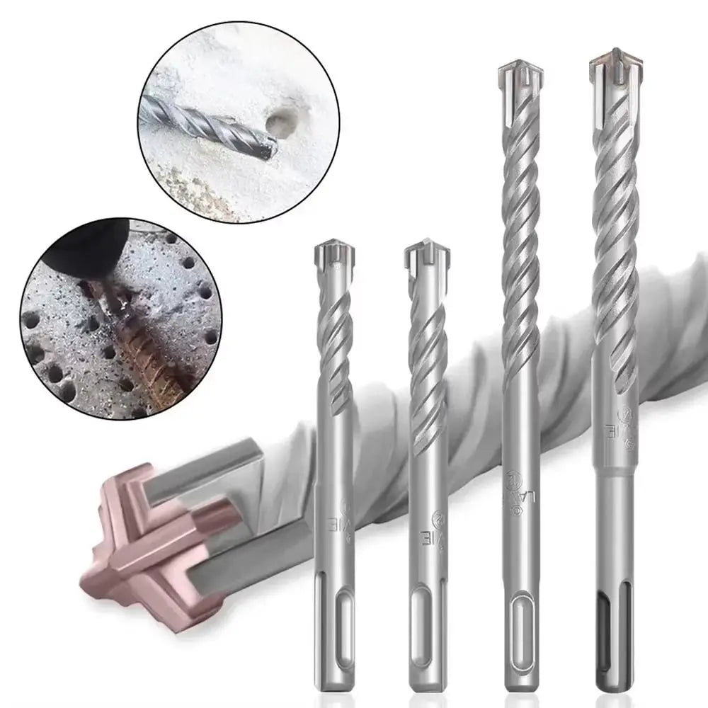 SDS Plus Concrete Drill Bit – 4 Cutter Cross Tip, 5–12mm