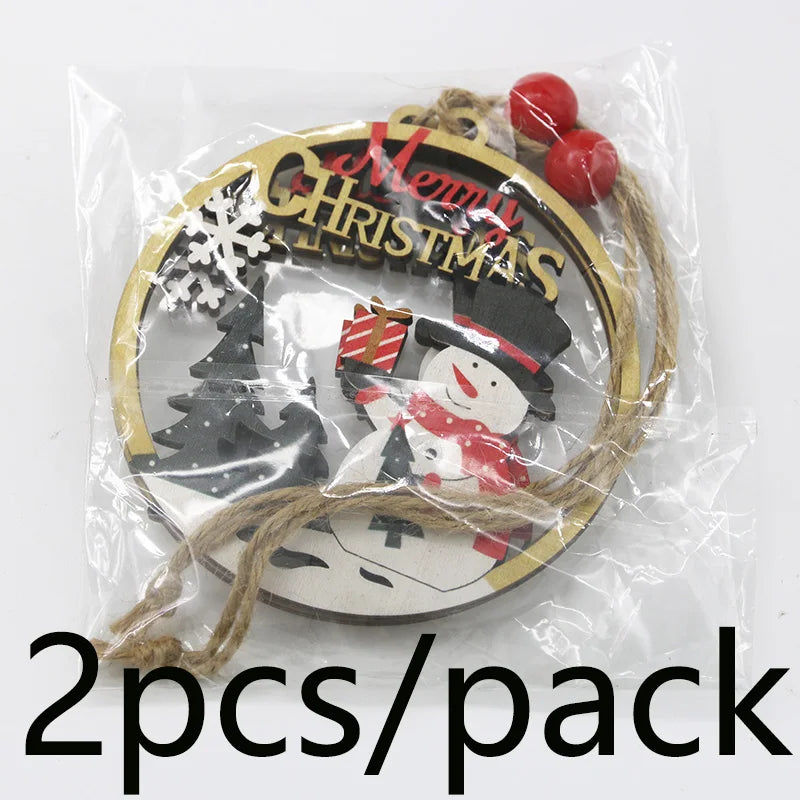 Christmas Wooden Hollow Pendant Ornaments – 2-Pack 11cm