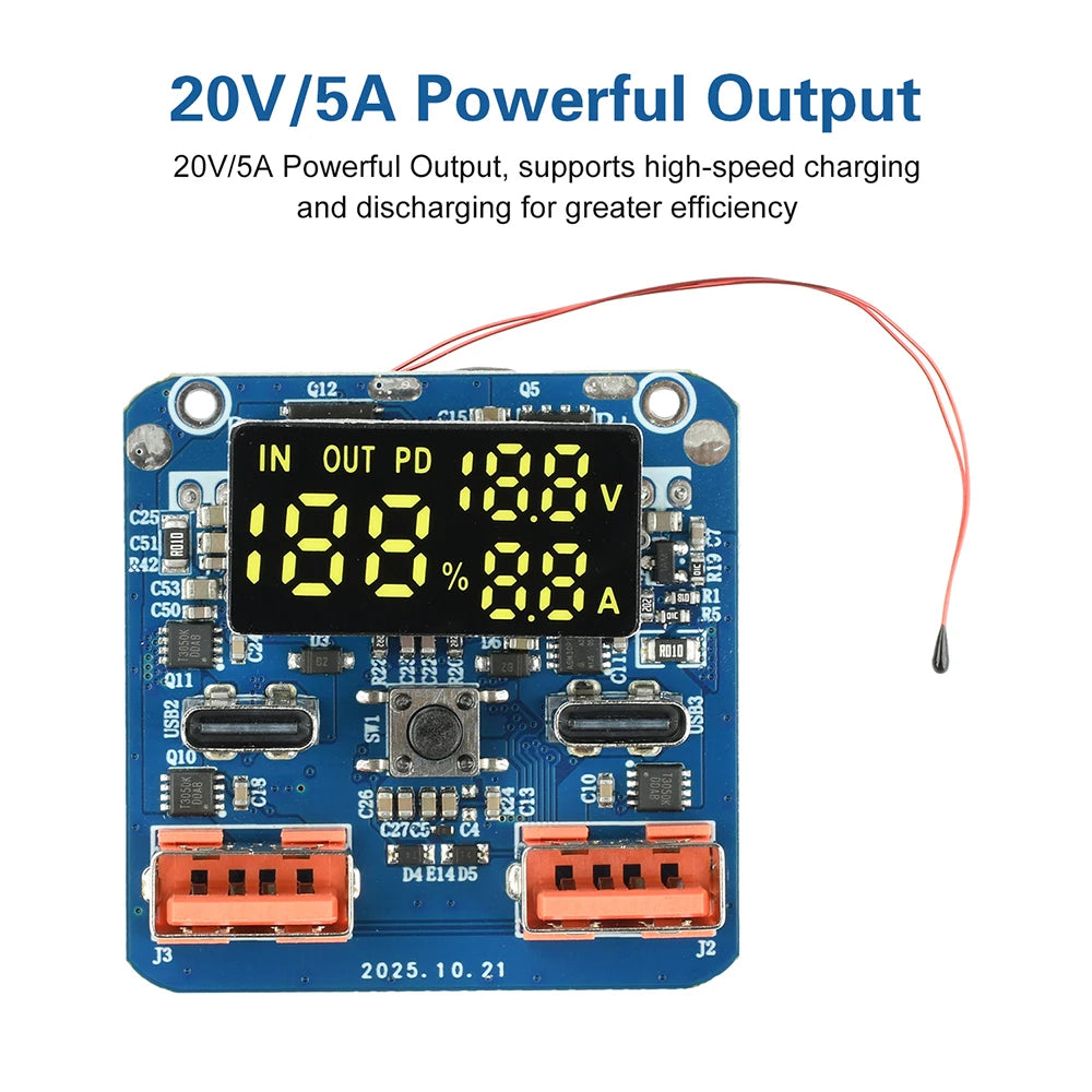 4S PD 100W Buck-Boost Fast-Charging Module 20V 5A Bidirectional